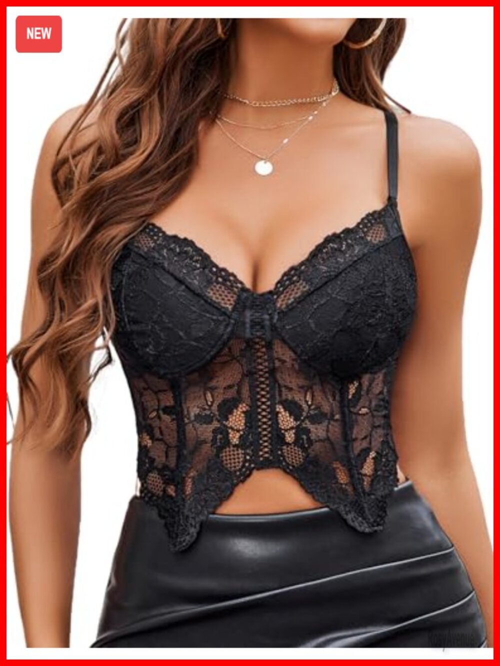 Lace Bralette Crop Top Adjustable Strap Y2K Camisole Lingerie Bustier